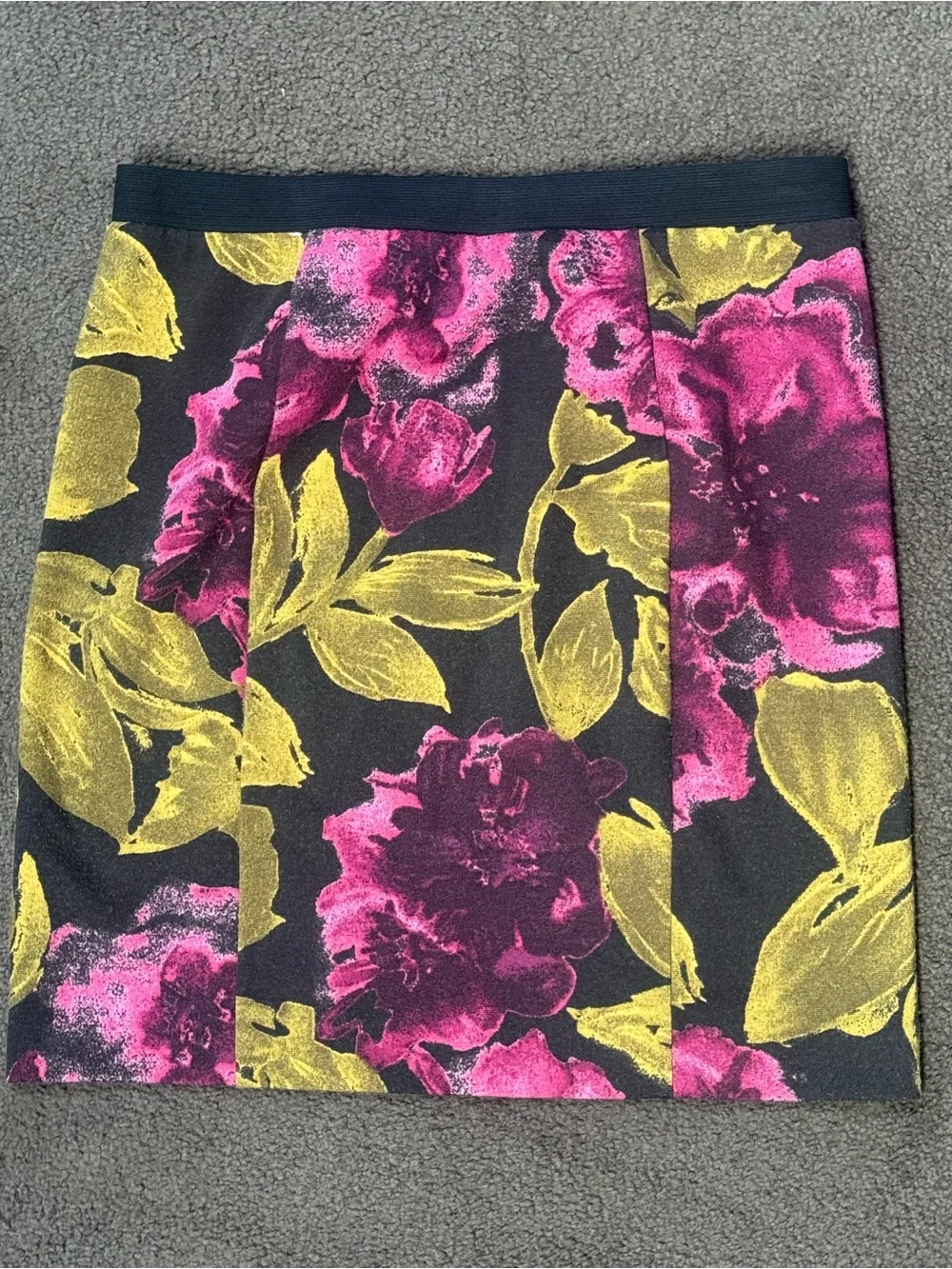 Vera Wang Black Floral Mini Skirt with Pink and Yellow Print - Simply Vera